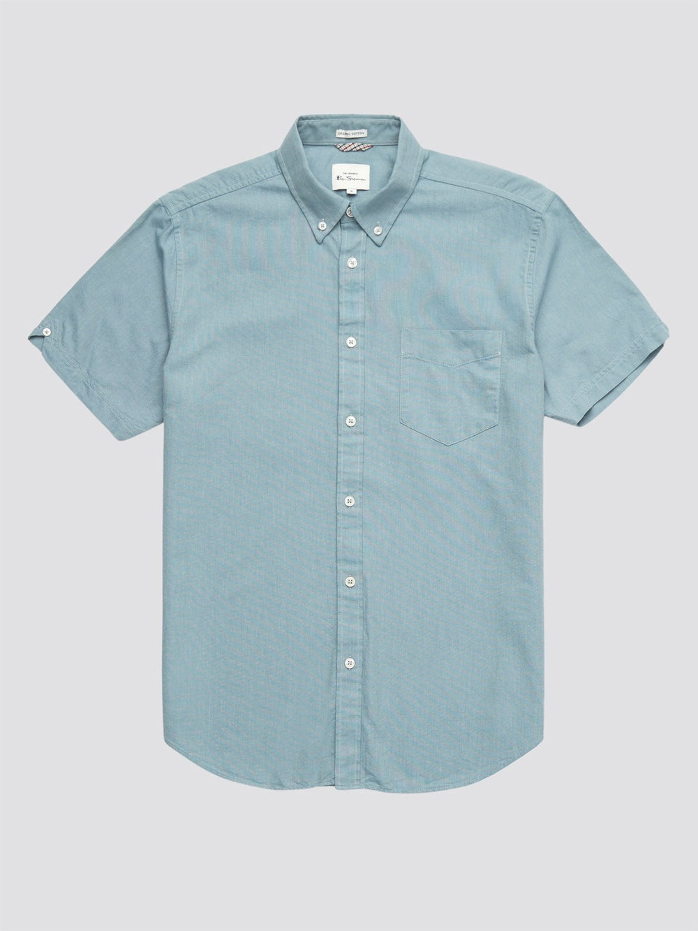 Chemises Ben Sherman Signature Organic Short-Sleeve Oxford Shadow Bleu Grise | HME-58352049